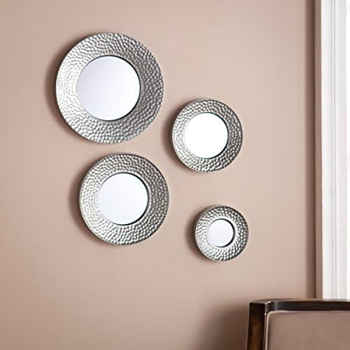 SEI Furniture - Callari Silver Sphere Wall Mirror - 4 Piece Set- Hammered Silver - Transitional Design, Iron - Fully Assembled - Ideal for Bathroom, Entryway (WS6825) - Image 2