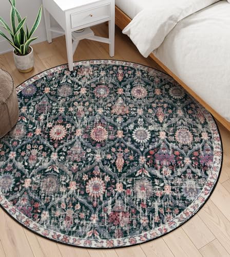 Lahome Moroccan Washable Round Area Rug, Soft Round Rugs 6ft Ultra-Thin - Image 5
