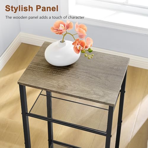 Hoctieon 3 Tier End Table, Telephone Table, Tall Side Table with Storage, Small Nightstand for Small Spaces, Metal Frame, For Living Room, Bedroom, Sofa Couch, Hall, Easy Assembly, Greige - Image 3