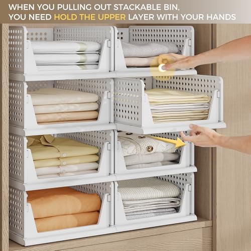Pinkpum 8 Pack Closet Organizer Storage Bins Stackable Plastic Drawer Shelf - Image 3