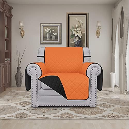Easy-Going Reversible Couch Cover, Small Chair, Orange/Black - Image 2