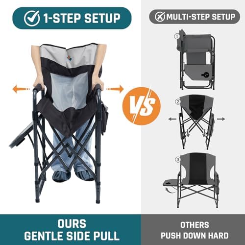 2 Pack Camping Directors Chair with Side Table & Breeze Mesh Backrest - Image 4