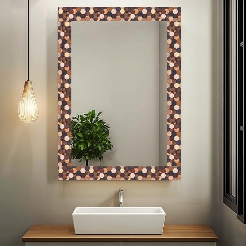 IVN Wallpaper Border Peel and Stick Wall Rustic Wood Hexagon 4x196 Inch | Wall Trim Self Adhesive Borders for Walls Mirror Border Frame Accent Strip for Bedroom Kitchen LivingRoom Decor - Image 5