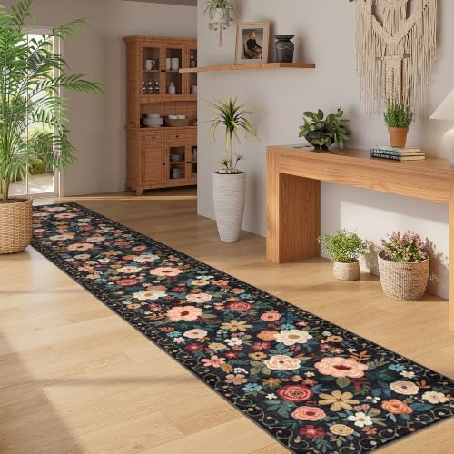 DUKINO 2x12 Washable Runner Rug, Non Slip Long Kitchen Runner Rug, Black - Image 5