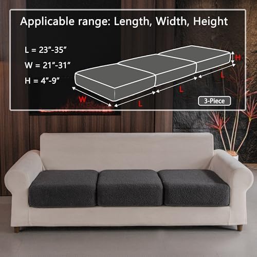 OHSIO Couch Cushion Covers for Sectional Sofa, Stretch Soft Sofa Slipcovers - Image 2