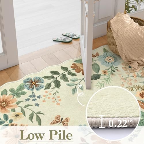 Lahome Floral Washable Round Area Rug, Round Rug 5ft Soft Non-Slip - Image 4
