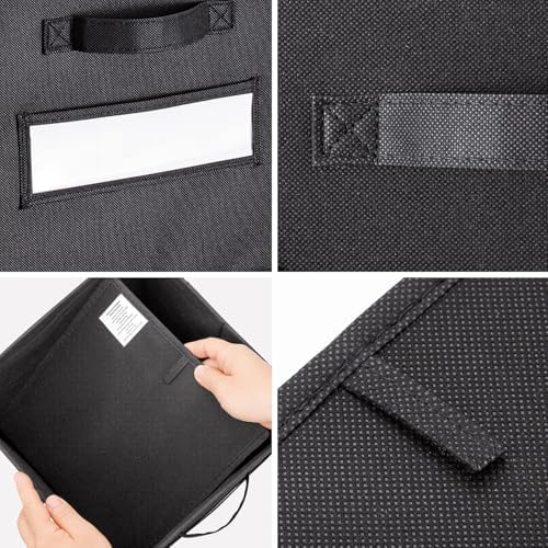 Fabric storage cubes (Set of 8) 11 Inch Cube Storage Bin, Cube storage with 8 Labels Window Cards & a Pen, Foldable cube organizer bins,11x11 Storage bin, Cubby Organizer Boxes, Black - Image 2