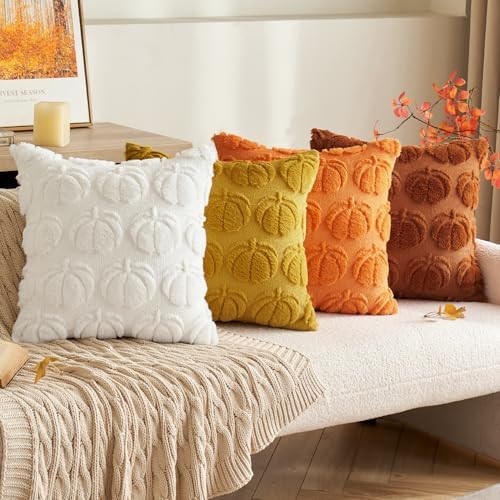 MIULEE Fall Pillow Covers Pumpkin Fall Decor 20x20 Pure White - Image 4