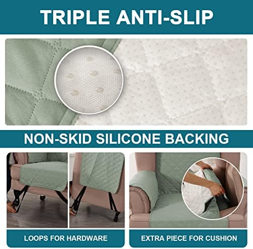 Turquoize 100% Waterproof Wing Chair Cover Wing Armchair Slipcovers, Sage - Image 4