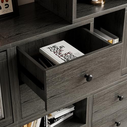 FUSUNBAO Magic DIY Cube Storage Organizer Stackable Cubes for Home Books Clothes Toy-Modular Cubby Storage System-Office Cubical-Bookcase Closet (French Oak,Drawer Cube) - Image 4