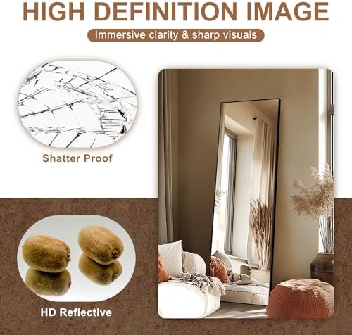 Delma Full Length Mirror with Stand, 69x24 Black Floor Mirror - Image 4