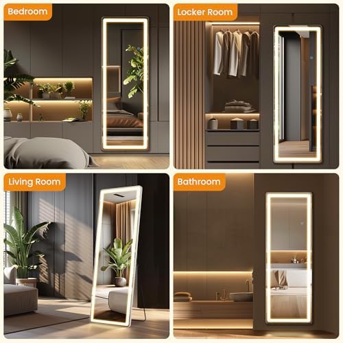 LED Rectangular Full Length Mirror, 64"L x 21"W Body Standing Mirror - Image 6