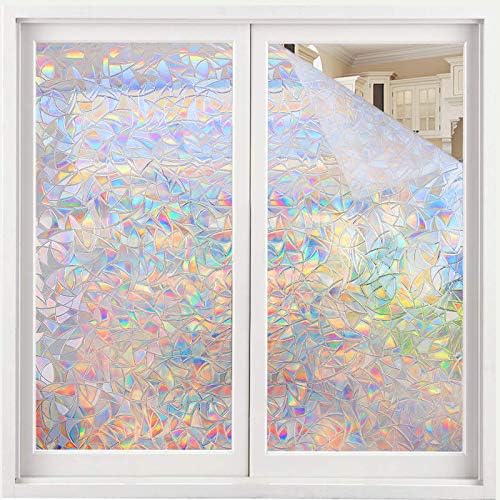 Volcanics Window Privacy Film, Stained Glass Rainbow Cling, 23.6" x 59" by Volcanics