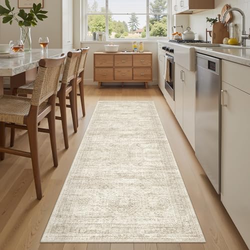 Soalmost Runner Rug 2x6 Washable Kitchen Hallway Runners Non-Slip Beige by Soalmost