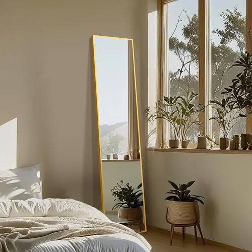Delma Full Length Mirror with Stand, 56x15 Gold Floor Mirror - Image 3