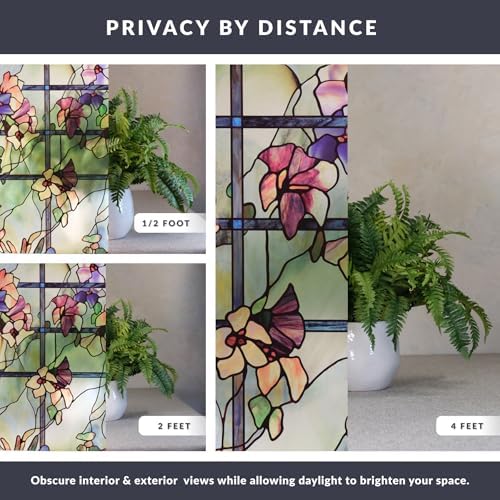 Artscape Trellis | Privacy Window Film with Vibrant Colored Pattern | Non-Adhesive & UV Protection | Easy to Apply & Removable | 24 x 36 Inches | Made in USA - Image 4