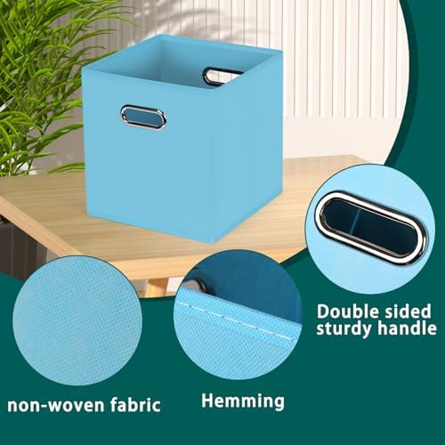 Black Foldable Storage Cubes Bins, Fabric Storage Box Cubes Organizer Baskets with Dual Handles for Home Organizer,Set of 6,(Blue) - Image 7