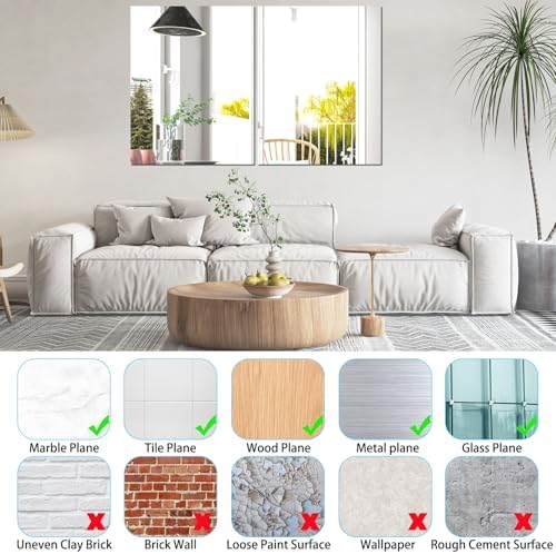 Acrylic Mirror Sheet for Wall, 15.7" x 19.6" x 2Pcs - Image 4