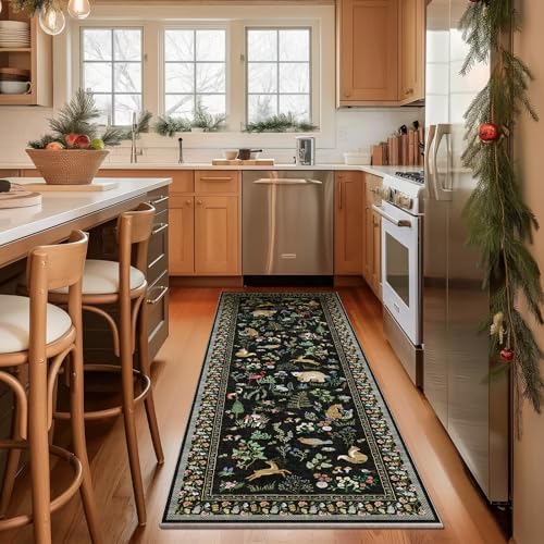 Machine Washable Kitchen Runner Rugs: 2'6"x8' Hallway Runner Stain Resistant Non Slip Low Pile Soft Carpet Runners for Hallways Indoor Entryway Kitchen Living Room Bedroom Bathroom Farmhouse - Image 2