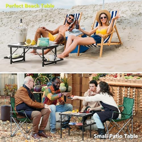 Titanker Small Camping Table Foldable 2ft, Folding Picnic Table with Side Racks & Net, Folding Camp Table Portable Beach Table, Car Camping Essentials, Sturdy Light Aluminum, Gift for Father Husband - Image 3