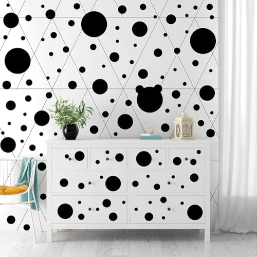 220 PCS Modern Minimal Black Peel & Stick Vinyl Polka Dot Wall Decal Set | 10 sheets circle wall stickers, 8 sizes (6–0.8 in), wall decor for kids room, nursery, classroom, playroom & diy spaces - Image 7