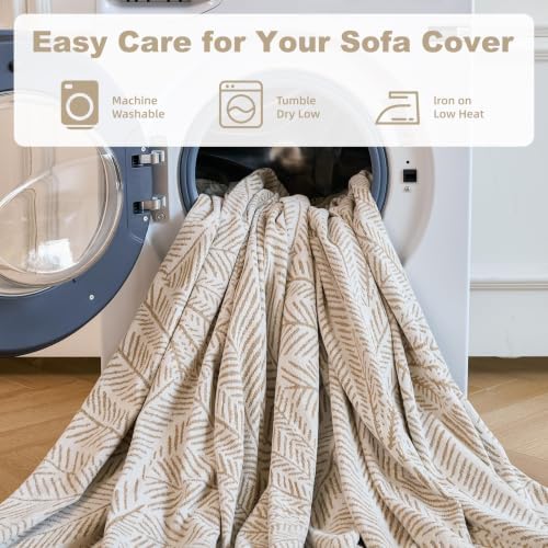 Couch Cover for Dogs Washable Sofa Cover, Sectional Couch Covers, Sofa Covers for 2 Cushion Couch, Non Slip Stripe Sofa Slipcovers Furniture Protector (Khaki, 91 * 102) - Image 7