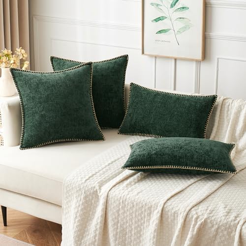 MIULEE Decorative Couch Throw Pillow Covers 20x20 Inch Dark Green 2 Pack - Image 4