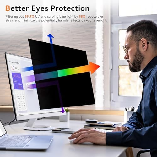[2-Pack] 18.5 Inch Computer Privacy Screen for 16:9 Aspect Ratio Widescreen Monitor, Eye Protection Anti Glare Blue Light Computer Monitor Privacy Filter, Removable Anti-Scratch Screen Protector Film - Image 4