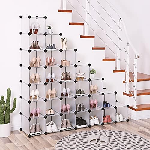 SONGMICS Shoe Rack, 32 Cubes Plastic Shoe Storage Organizer - Image 2