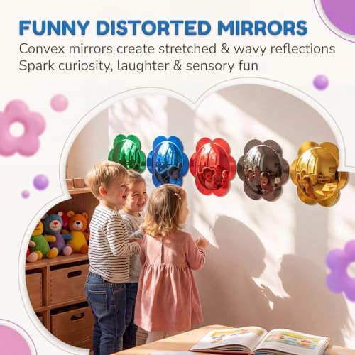 Mifoci 9 Pcs Sensory Wall Bubble Mirror Flower Shape Multi-Color Interactive Acrylic Convex Mirror for Wall Decor and Visual Tactile Stimulation for Classroom Home - Image 4