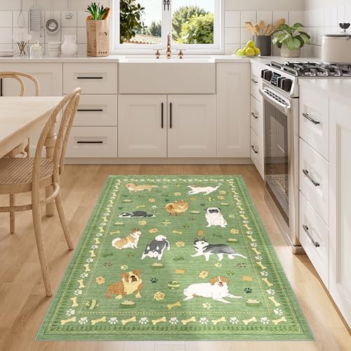 DUKINO 3x5 Rug, Washable Dog Bedroom Area Rug Soft Non Slip, Green - Image 5