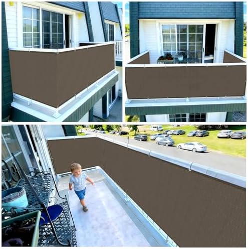 COOLBOYS Customized 3.3'x21' Brown Balcony Privacy Screen Fence Cover - Image 7