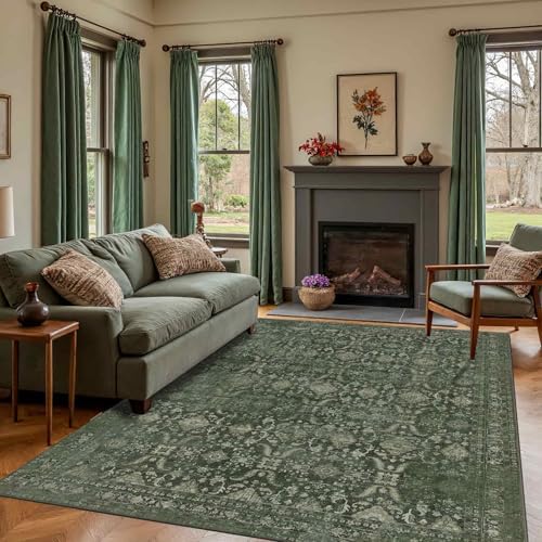 Rugxara Green 8x10 Area Rugs for Living Room Bedroom Large Washable Rug by Rugxara