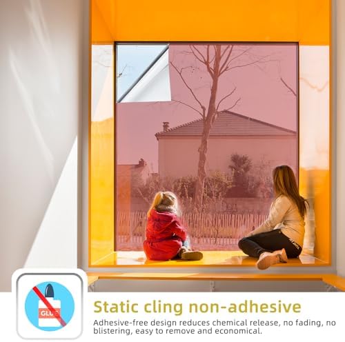 WPCTEV One Way Window Privacy Film, Mirror Tint, Red, 35.4In x 6.5Ft - Image 4