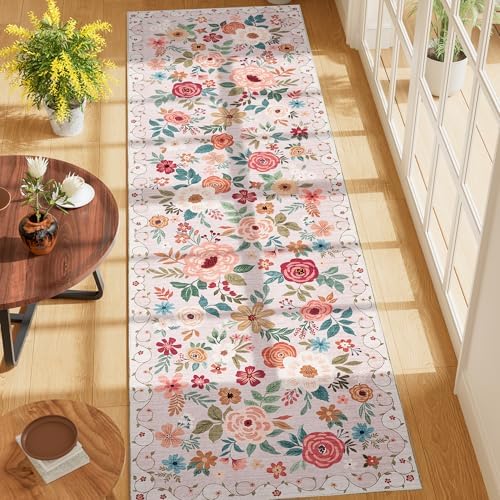 DUKINO 2x7 Runner Rug for Hallway, Washable Runner Rug Non Slip, Beige - Image 3