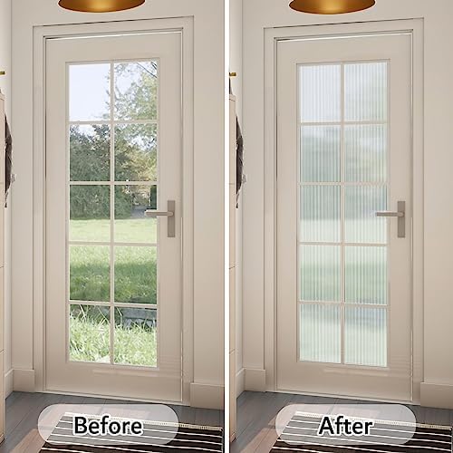 VELIMAX Reeded Glass Privacy Film, Frosted Window Vinyl, 3D Decorative Window Decals Non Adhesive for Bathroom & Living Room, 35.4x118 inches - Image 4