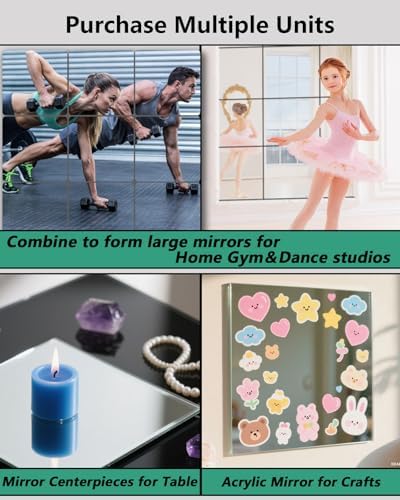 Unbreakable Small Wall Mirror Tiles, 4 pcs 16”x12” Unbreakable Small Mirrors for Wall Classroom Decor, Toddlers Mirror for Kids Bedroom, Plastic Door Adhesive Mirror and Classroom Mirrors - Image 6
