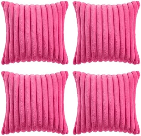 MIULEE Faux Fur Plush Decorative Throw Pillow Covers 20x20, Hot Pink - Image 7