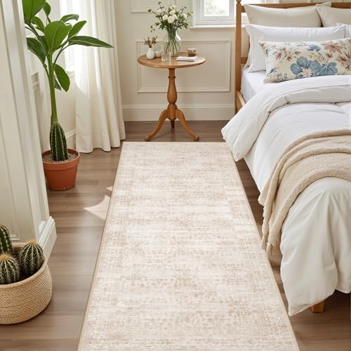 Hallway Runner Rug: 2.6x8 Kitchen Rugs for Living Room Beige Brown - Image 2