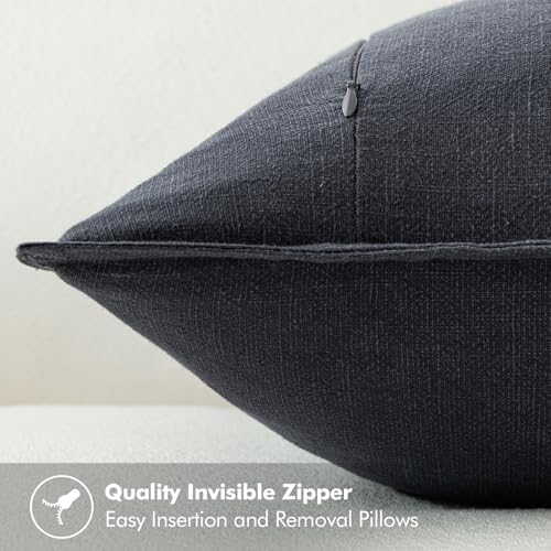MIULEE Decorative Linen Euro Sham Pillow Covers 24x24 Dark Gray - Image 3