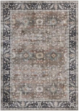 ReaLife Rugs Machine Washable Area Rug - Living Room Bedroom Bathroom Kitchen Entryway Office - Padded Low Pile Stain Resistant Premium - Boho Farmhouse Vintage - BEV - Beige Tan Brown 4' x 6' - Image 3