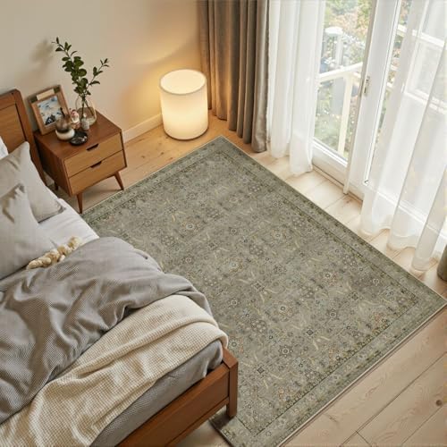 Rugxara 3x5 Rug for Entryway Bedroom Washable Area Rugs Carpet, Olive Green - Image 2