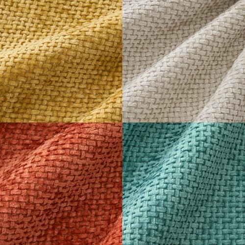 MIULEE Decorative Chenille Fall Pillow Covers Orange Teal 20x20 Pack of 4 - Image 2
