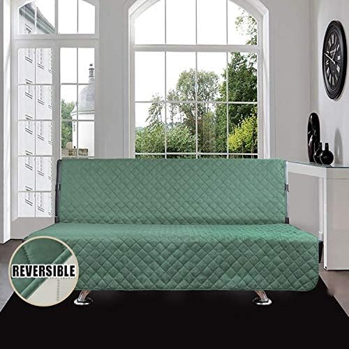 Easy-Going Reversible Couch Cover, Large Futon Sofa, Cyan/Ivory - Image 2