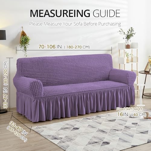 NICEEC Sofa Covers Purple Couch Cover Stretch Sofa Slipcovers with Skirt - Image 6
