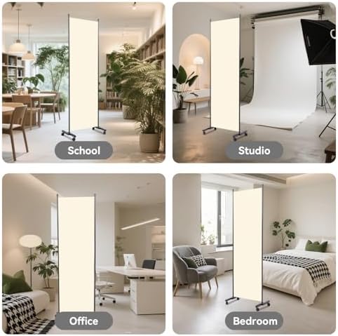 Folding Room Divider W/Wheels,Heavy Duty Base Privacy Screen Separator - Image 7