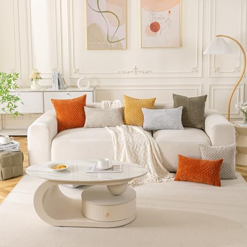 Set of 4 Yellow Olive Aqua Decorative Throw Pillow Covers 12x20 Inch Corduroy Pillow Covers for Bed Couch Sofa Living Room Soft Cushion Cases - Image 7