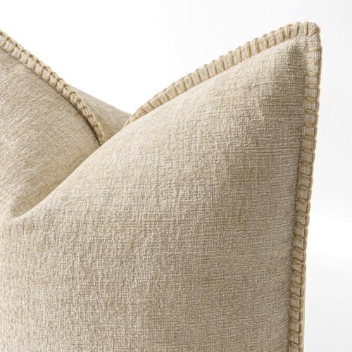 MIULEE Decorative Couch Throw Pillow Covers 20x20 Inch Beige 2 Pack - Image 2