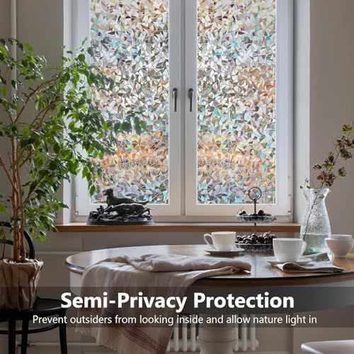 LEMON CLOUD Black Rainbow Stained Glass Window Privacy Film, 17.5″ x 157.4″ - Image 2