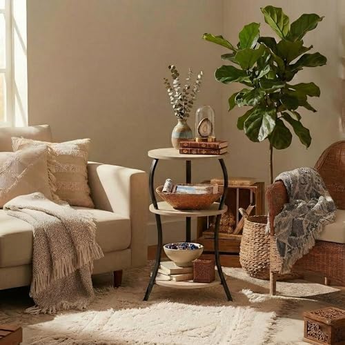 Vintage Small Round Side Table,3-Tier Slim Waist End Table for Small Spaces - Image 4